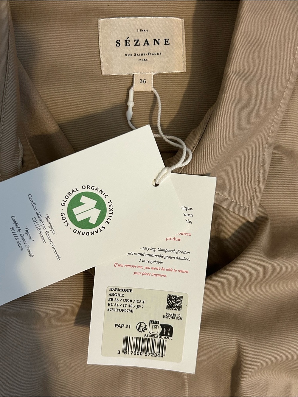 Sezane Harmonie Shirt - Clay - US4 / FR36 - Picture 7 of 15